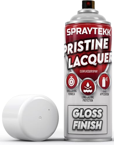SPRAYTEKK Clear Lacquer Spray Paint | 400ml | Fast-Drying Acrylic Topcoat for Wood Metal Plastic & More | Non-Yellowing UV & Scratch Resistant | Indoor & Outdoor Use (Gloss 1)