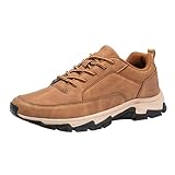 Schuhe Herren Outdoor Wanderschuhe Herren Leder Pu Trekkingschuhe rutschfest Sportschuhe Weiche Sohle Turnschuhe Leder Walkingschuhe mit Schnürsenkel Halbschuhe Dicke Sohle Schlupfschuhe