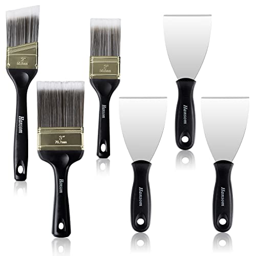 Hansom Putty Knife Paint Brushes Set 6Pcs,Stainless Steel Paint Scraper Work With Professional Paint Brush Is Perfect. #TOP13