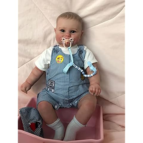 Huge Reborn Doll Boy Soft Child Simulation Silicone Vinyl 24 Inch 60cm Magnetic Mouth Beautiful Realistic Cute Cuddly Soft Body Cover