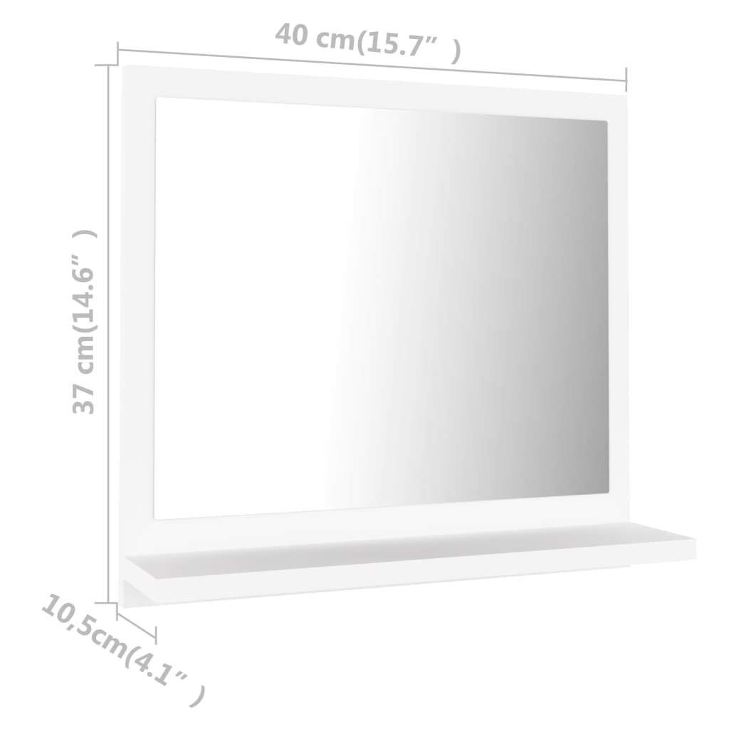 Lustro łazienkowe z materiału drewnopochodnego z półką, 40 x 10,5 x 37 cm, lustro ścienne do łazienki, toalety dla gości, z miejscem do przechowywania kosmetyków, ręczników i artykułów