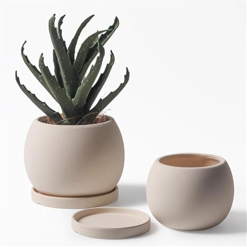 Pot de fleur en céramique beige pour jardinage de balcon chic - 5