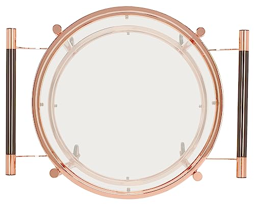 Safavieh Home Collection Sienna Rose Gold/Black Nickel Trim Handle/Tempered Glass 2-Tier Round Bar Cart #TOP2