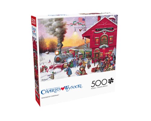 Buffalo Games - Charles Wysocki Whistle Stop - Rompecabezas de 500 Piezas para Adultos con Arte de Charles Wysocki, hecho en USA, Piezas de agarre fácil, Tablero reciclado, Tamaño: 21 x 15 in, incluye póster miniatura 1