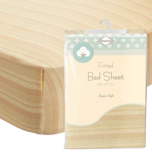 Abstract Fitted Bed Sheet Soft Jersey Comfort Deep Pocket For Twin Mattresses (39" X 75", Striped Beige) #TOP11
