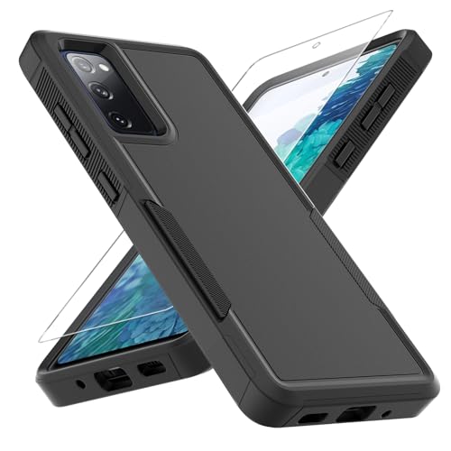 for Samsung Galaxy S20 FE 5G Case,[Military Grade Drop Tested] with HD Screen Protector,Dual Layer Protective Heavy Duty Cell Phone Cover Non-Slip Shockproof Rugged Case for Galaxy S20 FE 5G (Black)
