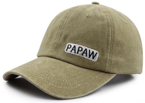 Image of Papaw Hat for Grandpa Dad Men, Funny Adjustable Cotton Embroiderd Best Grandfather Baseball Cap