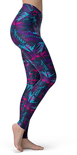 Image of sissycos Women's 80s Leggings Neon Artistic Splash Printed Buttery Soft Stretchy Pants