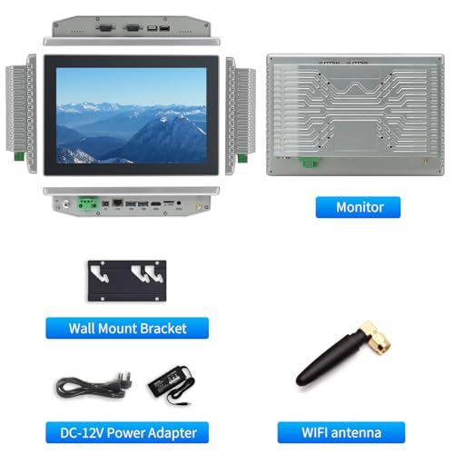 Image of 10.1 inch Touchscreen Monitor,Ratio 16:10 Wall Mounted Industrial Touch Screen Tablet with HD-MI Out,WiFi & BT,Build-in Speakers & VESA，Android 12 RAM 8G & ROM 128G Suitable for POS，Kitchen