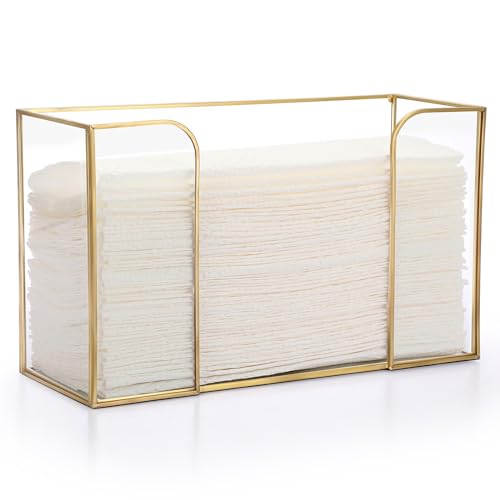 Soporte de almacenamiento rectangular de vidrio con base estable para toallas de papel 2