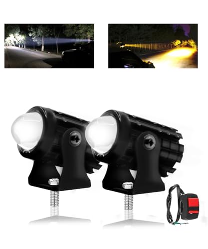 FABTEC Mini Driving Non Flasher Fog Light Lamp Projector Lens LED Spotlight Dual Color Led Light...