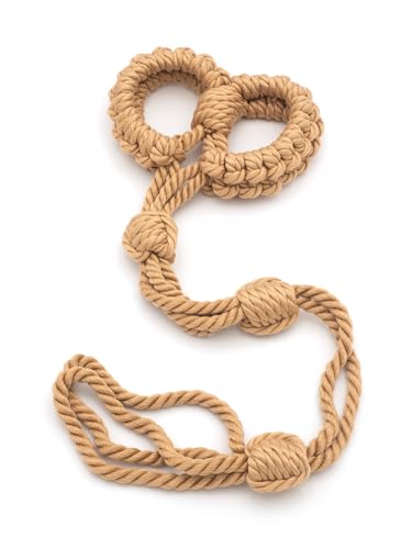 BONDAGERIE® Manette in coppia con guinzaglio realizzate in corda effetto raso, regolabili, vari colori disponibili Colore: Neutral