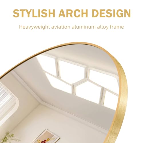 Arched Full Length Mirror, 76x34 Oversized Floor Mirror with Stand, Gold Mirror Full Length, Aluminum Full Body Dressing Mirrors with Arched-Top, Leaning for Living Room, Bedroom