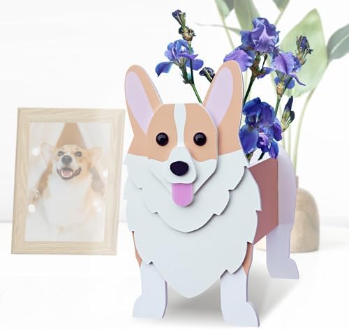Corgi Dog Planter, Cute Animal Shape Flower Planters, Plant Pots for Indoor/Outdoor Garden Decor, Unique Gifts/Souvenirs for Pet Lovers
