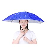 77cm Fischen-Regenschirm-Hut einlagiger am Kopf montierter faltender Regenschirmmütze regenfester Sonnenschutz-Kopfschirmhut UV-Schutz-Regenschirm-Hut Wasserdichter Angelhut für Outdoor-Golf-Camping