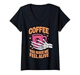 Photo Gallery donna coffee you make me feel alive halloween maglietta con collo a v Photo Gallery donna coffee you make me feel alive halloween maglietta con collo a v