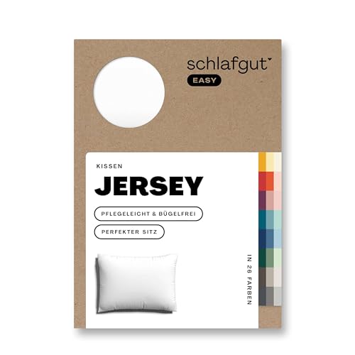 Schlafgut Easy Jersey Kissenbezug 40x60 cm Full-White mit 100% Baumwolle, superweicher & atmungsaktiver Kopfkissenbezug