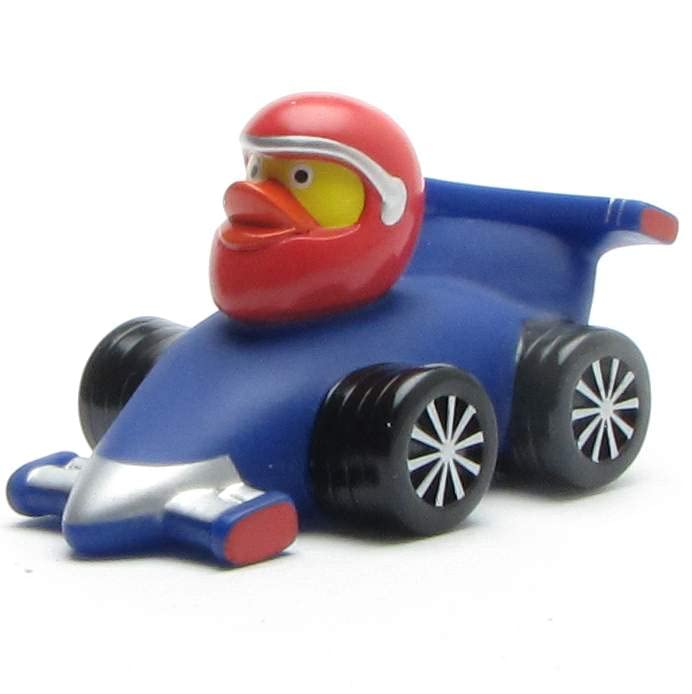 Blue Racer Bath Duck I Squeaky Duck Racer I L 11 cm
