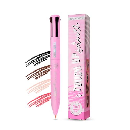 HUDA GIRL 4in1 Eyeliner, Lip Liner, Brow Liner & Highlighter Korean Makeup Pen for Anytime & Anywhere Waterproof Smudge-proof and Instant Makeover