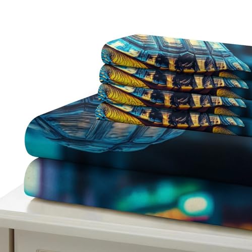 Housse de couette tortue 3D lit double 200x200 en microfibre