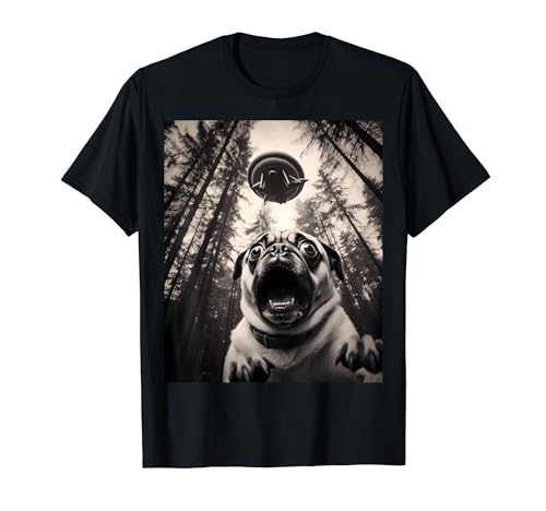 Cooles Mops-Selfie mit UFOs Lustiges Mops-Kostüm Alien Raumschiff T-Shirt