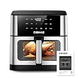 DEIME Air Fryer 10.2 QT Oilless 1700W Large Capacity Oven Air Fryers Healthy Cooker with 10 Preset, Large AirFryer for Families Visual Cooking Window, Non-Stick Basket, Included Recipe