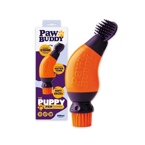 Paw Buddy - Hundepfotenreiniger und Tierhaarpflegebürste - Der schnellste Weg, um die Pfoten Ihres schlammigen Hundes mit 300 ml Wasser zu reinigen - mit Kammaufsatz zum Entfernen Loser Haare