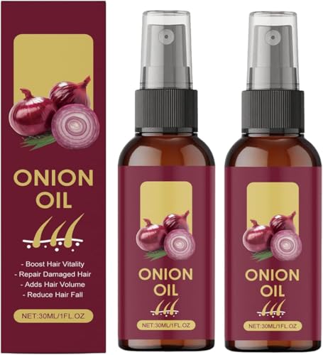 Red Onion Hair Oil,Organic Red Onion Essence Oil,Serum Spray for Healthier Hair,Moisturising&Non-Greasy,Strengthens Roots, Reduces Breakage,Suitable for Men&Women 30ml (2PCS)