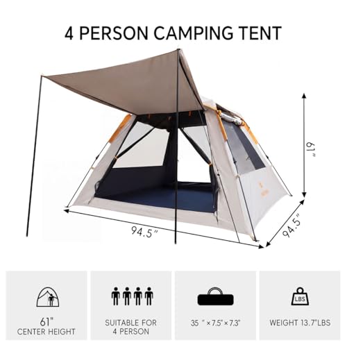 Carpa para camping 4 personas impermeable fácil armado miniatura 2