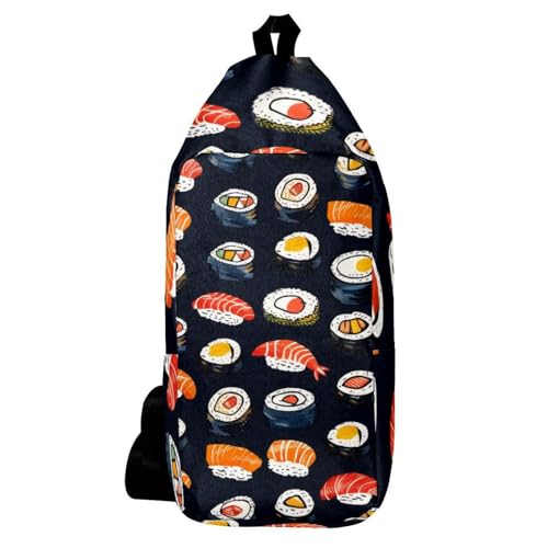 Sac à dos à bandoulière sushis et saumon pour voyage et randonnée bicolore