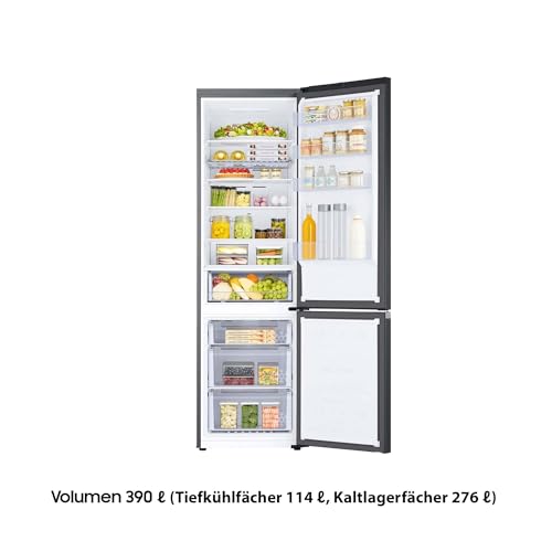 Samsung Kühl-Gefrier-Kombination, Kühlschrank mit Gefrierfach, 203 cm, 390 l Gesamtvolumen, 114 l Gefrierteil, AI Energy Mode, Flaschenregal, Premium Black Steel, RL38C602CB1/EG – Bild 4