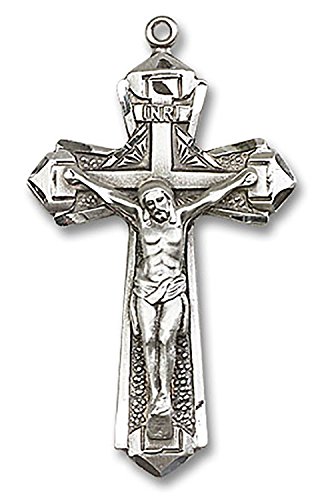 Heartland Store Men's 925 Sterling Silver Textured Crucifix Pendant - Pendant Only| USA Made