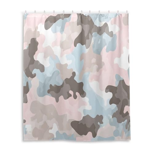 DUOBU Camouflage Pattern Shower Curtain Washable Waterproof Fabric Bath Curtain 60x72Inch Shower Curtains with Hooks for Bathroom Decor