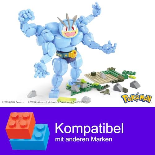 MEGA Pokémon Machomei - 399-teiliges Bauset zum erstellen Einer detailreichen Figur, 18 cm groß, boxt mit den Armen nach vorne, für Kinder ab 3 Jahren HTH70