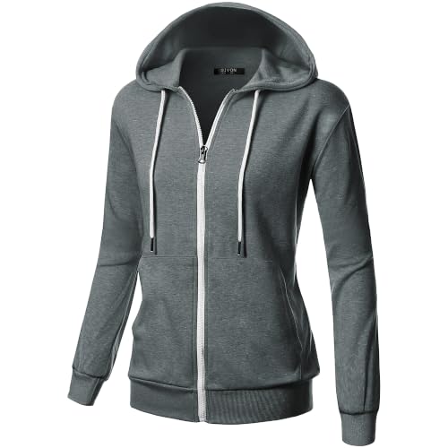 Image of GIVON Basic Lightweight Zip-Up Hoodie Long Sleeve Thin Jacket for Women with Plus Size
