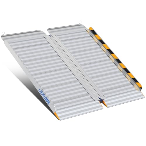 LIEKUMM Rampas para Silla de Ruedas Plegable 96 x 85 cm, Aluminio Rampa para Discapacitados para escaleras,Umbral, Capacidad 400 kg, Superficie Antideslizante