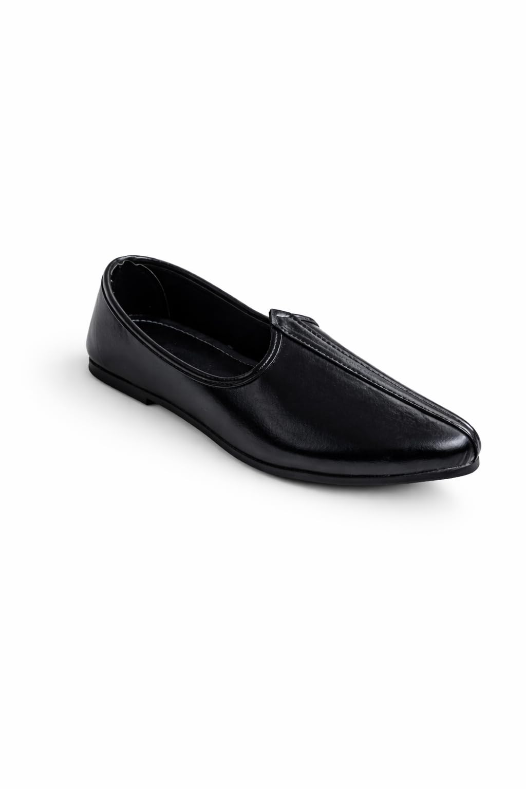 r rj trends Men's Black Leather Jutti, Slip-On Ethnic Mojari, Traditional Indian Footwear-picture-30