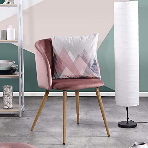 Eggree Mid-Century Modern Velvet Accent Living Room Armchair Upholstered Leisure Club Chairs Set Of 2 With Solid Steel Legs Velvet Cushion For Living Room Bedroom Reception Area,Rose Pink #TOP2