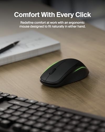 Image of Belkin Wireless Keyboard & Mouse Combo, USB-A Receiver, Black | Ergonomic design, compatible with laptop, PC, Windows, batteries included, home and office desk set