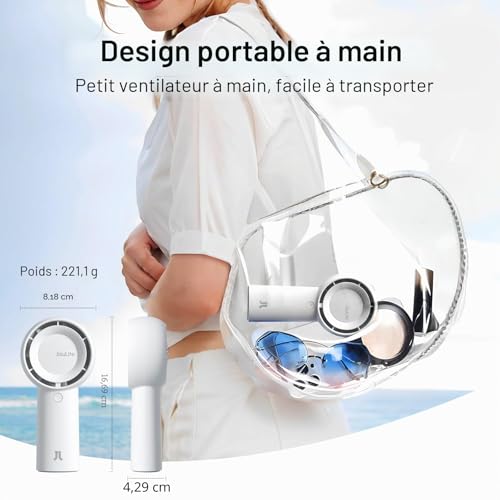 JISULIFE Ventilatore Tascabile Turbo Ricaricabile da 4000mAh con 5 Velocità - 5