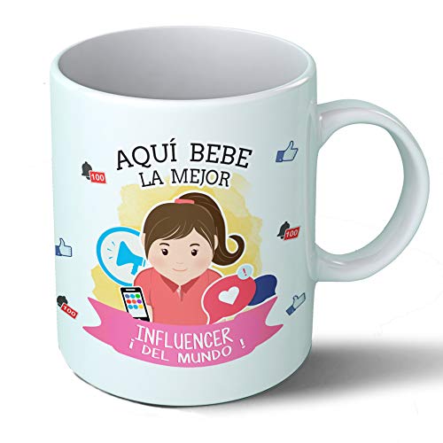 Imagen de Planetacase Taza Influencer Regalo Original Influencers Internet Redes Sociales Cerámica 330 mL Taza Desayuno Apta para Microondas y Lavavajillas Resistente a Lavados Influencer