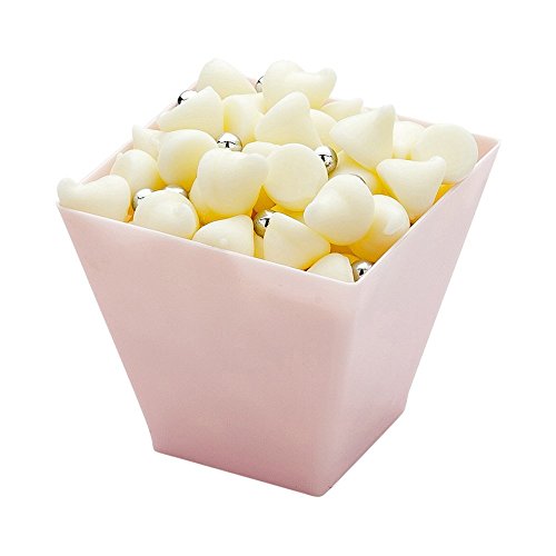 Restaurantware 2 Ounce Appetizer Cups, 100 Square Mini Dessert Cups - Disposable, Recyclable, Powder Pink Plastic Square Plastic Cups, Mini, For Appetizers Or Desserts
