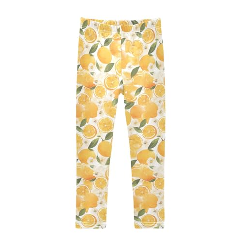 Wood Lemons Watercolor Kids Girl's Basic Leggings Fashion Full Length Workout Pants Running