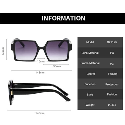 Vintage Oversize Square Sunglasses Women Retro Big Frame Female Sun Glasses Black Gradient Eyeglasses2