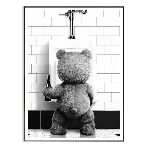 Gxdamxz Affiche Toilette, Poster Humoristique pour WC, Déco Salle de Bain Image Animal Noir &...