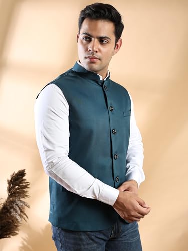 Image of Ethluxis Men's Designer Solid Nehru Jacket /Waist Coat /Bandhgala