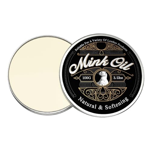 Huile de Vison pour Cuir, 100g, Adoucisseur de Soin Vélor Organique, 0,69 cm, Nettoyant & Protection, Graisse Adoucissante pour Bottes, Chaussures,...