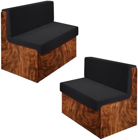 Rv Dinette Cushion Covers,Jacquard Stretchable Camper Cushion Cover,RV Cushion Slipcover,Rv Couch Cover Replacement for RV Camper Car Bench,2 Backrest Covers and 2 Bench Covers (Checkered,Black)