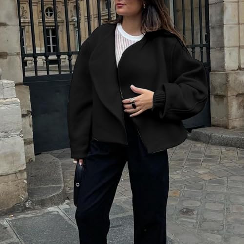 Structured Oversized Short Jacket Drop Shoulder Open Front Minimalist Coat Casual Loose Outerwear Jackets2