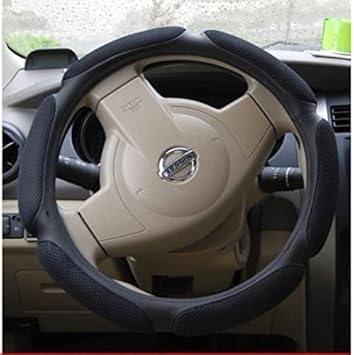 Frixen Faux Leather, Microfiber Car Steering Wheel Cover, Emboss Holes, Soft Padding Great Hand Feel, Anti-Slip Matte Finish